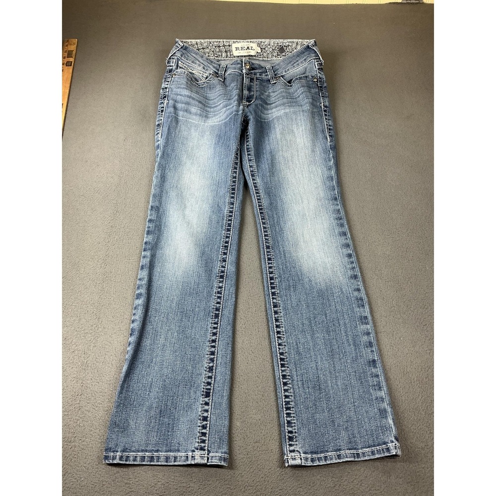 Ariat Jeans Womens 30P Medium Blue Straight Rainstorm Stretch Western Mic Rise